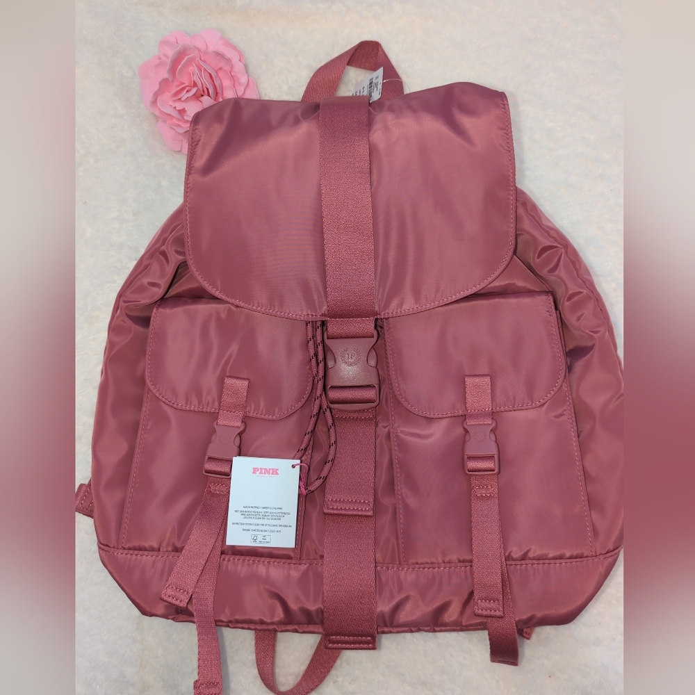 PINK Victoria's Secret Backpack Pink Begonia Soft Aesthetic Cargo Pocket NWT $60